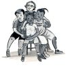 Sketch of some children sitting on a single chair